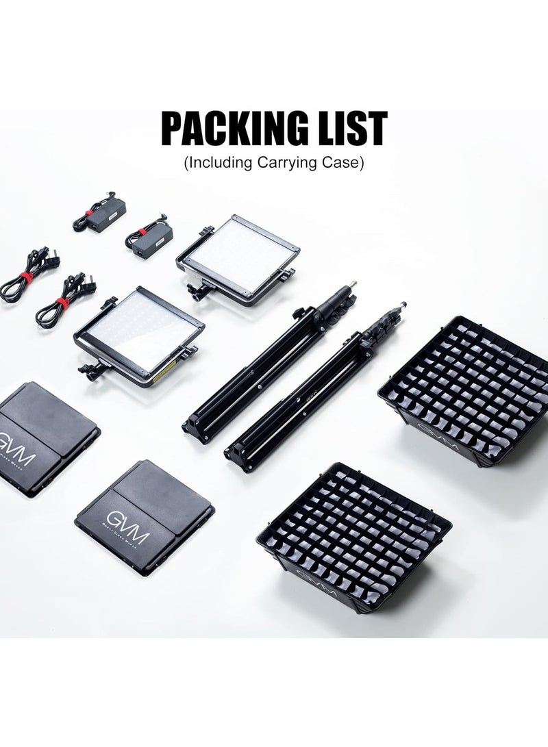 GVM Great Video Maker GVM 800D-RGB-2L LED Studio Video Light Kit (2 Lights) with Stands & Barndoors, RGB + Bi-Color 2300K–6800K, CRI 97+, App Control – Professional Lighting for Photography & Film - Image 3